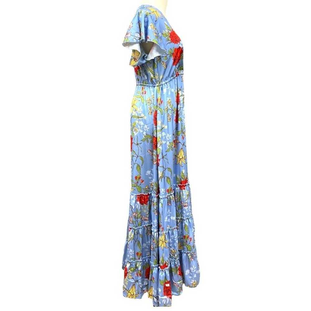 Julie Miles Silk Blend Maxi Dress in Blue Floral … - image 3