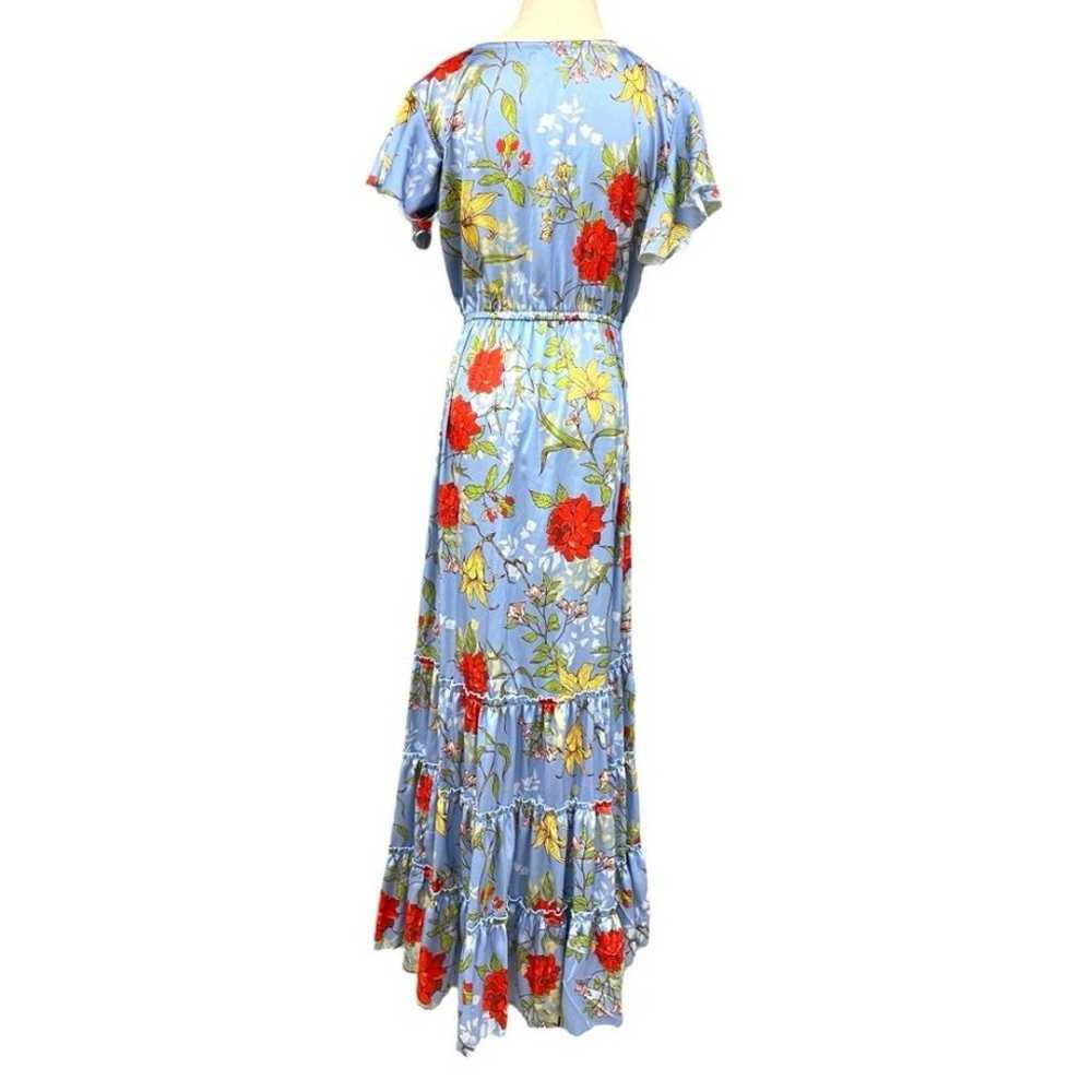 Julie Miles Silk Blend Maxi Dress in Blue Floral … - image 4