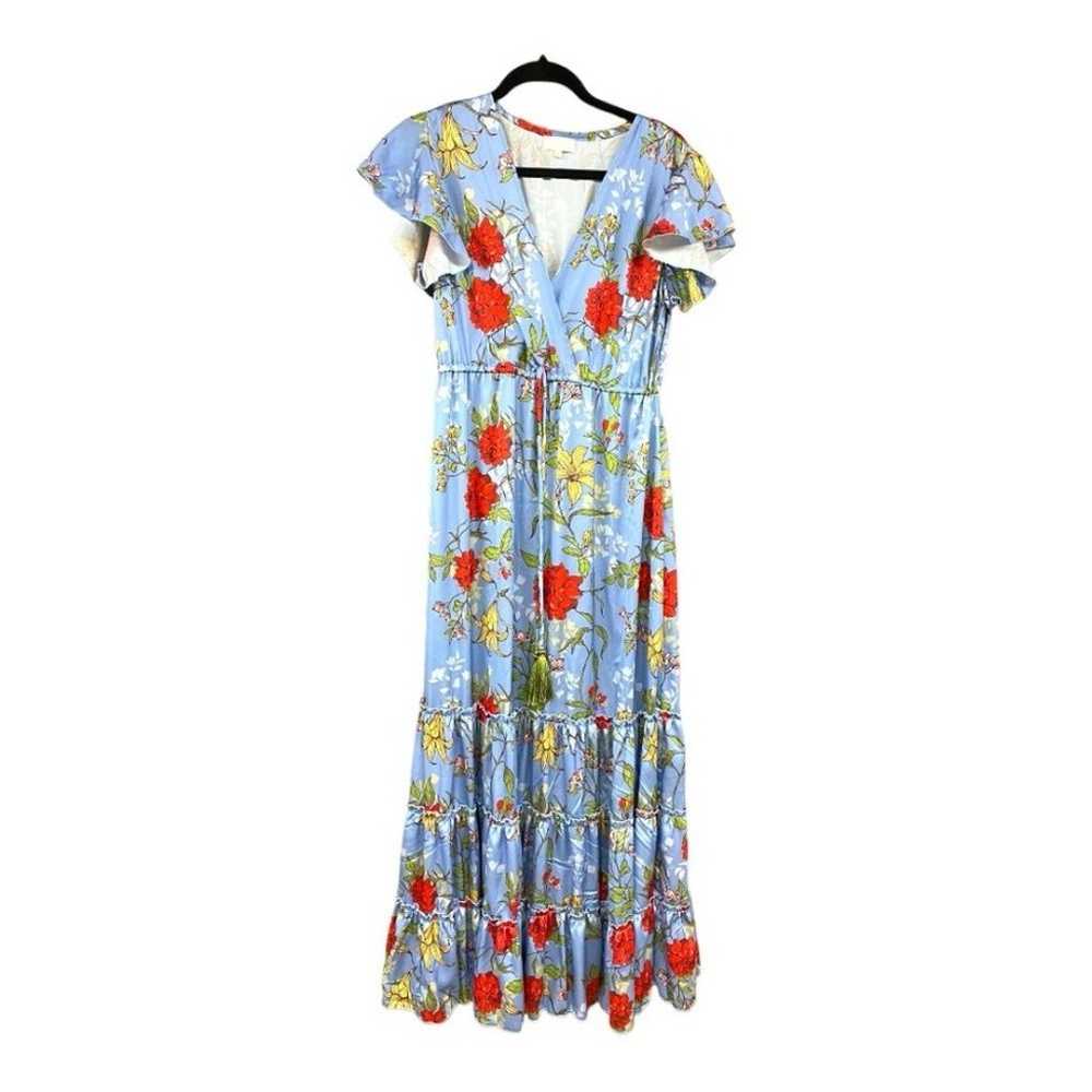 Julie Miles Silk Blend Maxi Dress in Blue Floral … - image 9