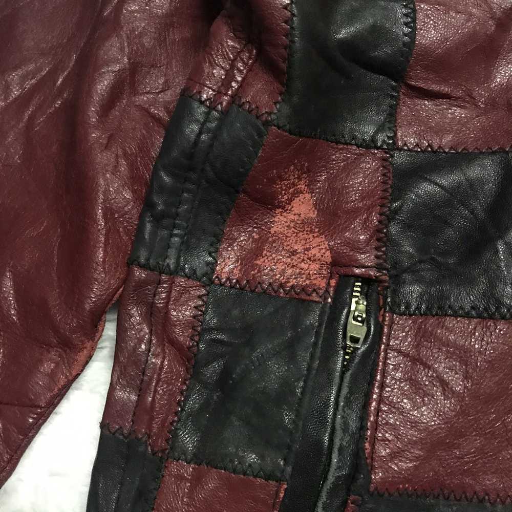 Rare JC Penney Patchwork Leather Biker Jacket Sty… - image 11