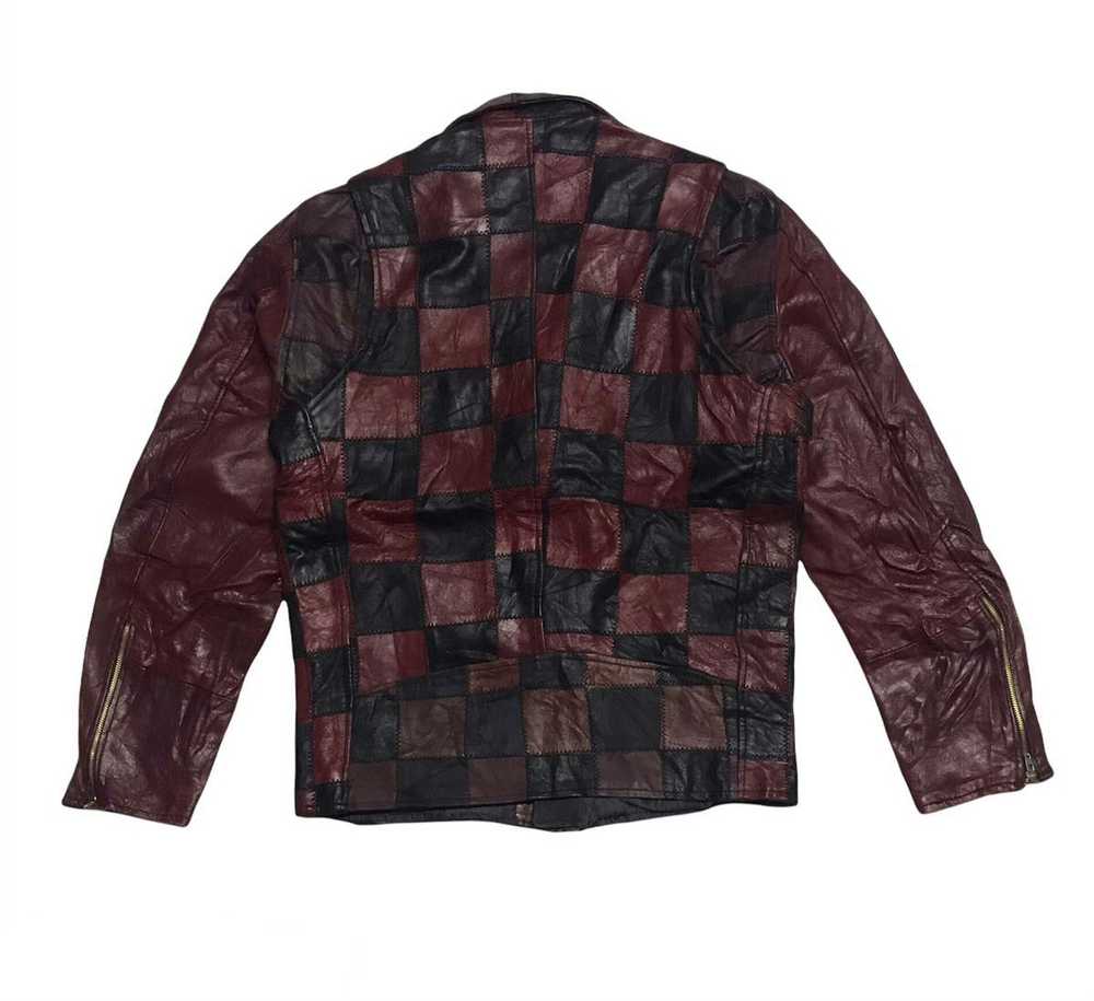 Rare JC Penney Patchwork Leather Biker Jacket Sty… - image 2