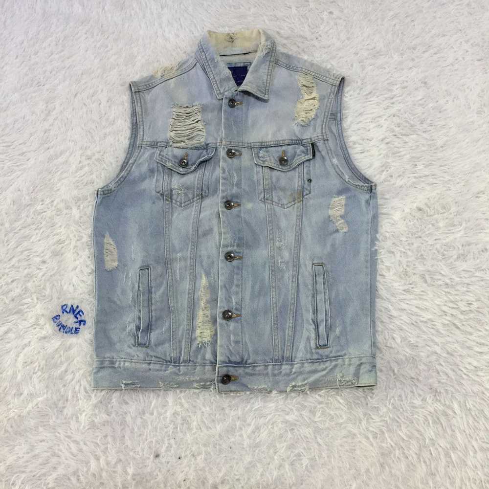 Distressed zara man denim vest - image 1