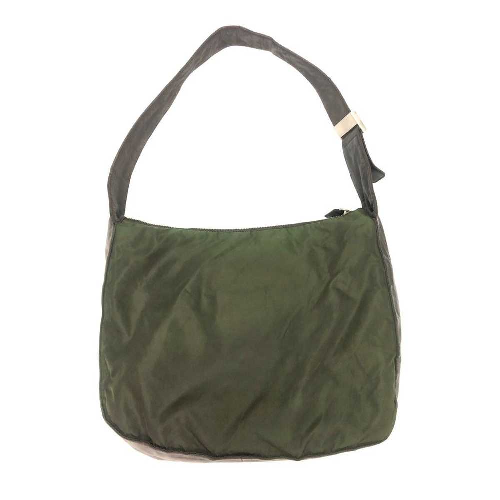 Prada Leather Trim Olive Green Nylon Shoulder Bag - image 2