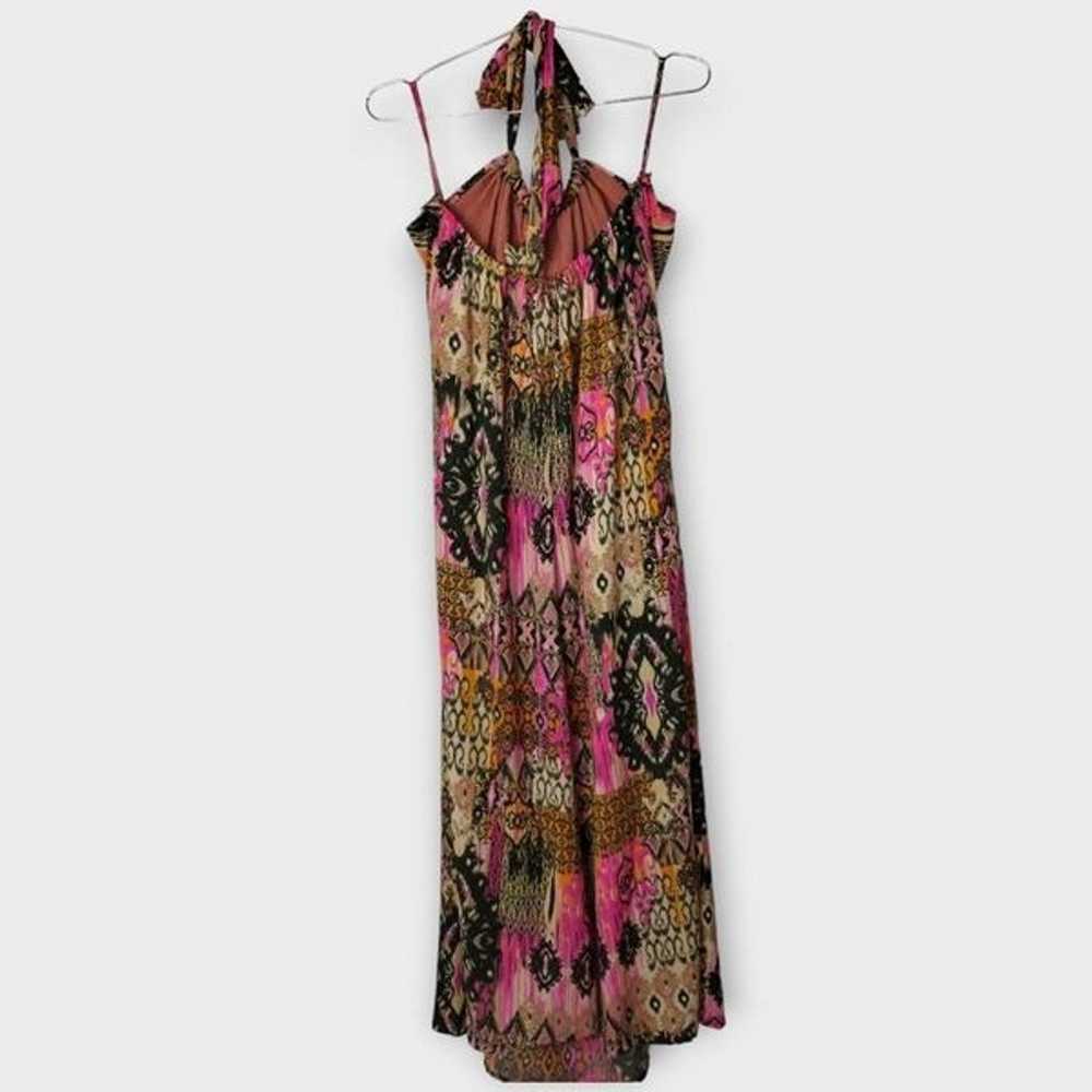 Elan Women's Maxi Sz Medium Halter Pink Brown Sil… - image 2