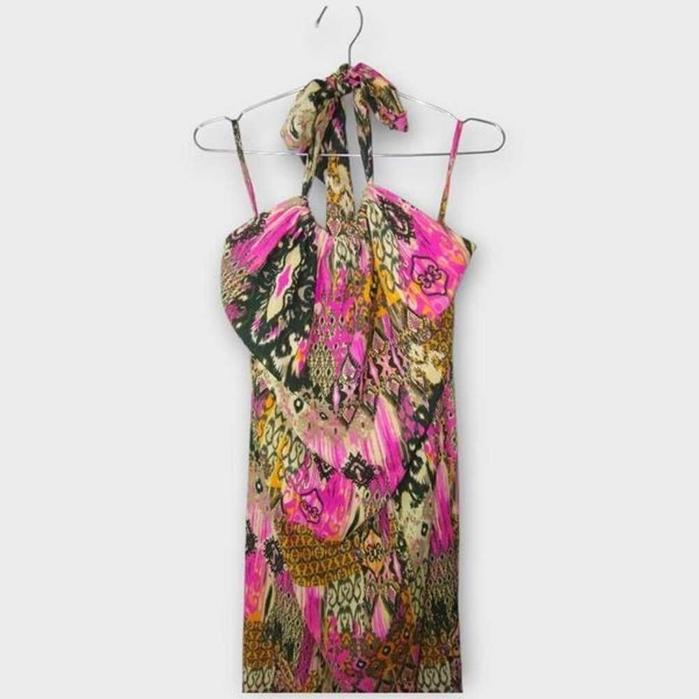 Elan Women's Maxi Sz Medium Halter Pink Brown Sil… - image 3