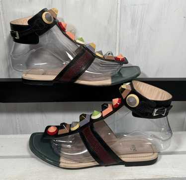 Fendi T Strap Thong Studded Sandals - image 1