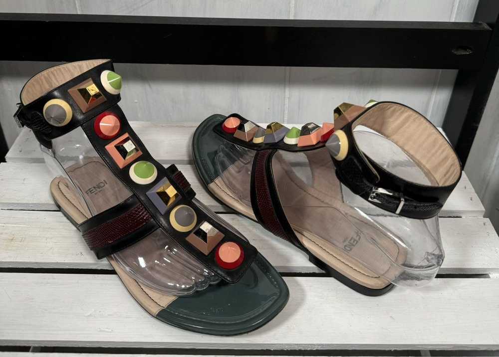 Fendi T Strap Thong Studded Sandals - image 2