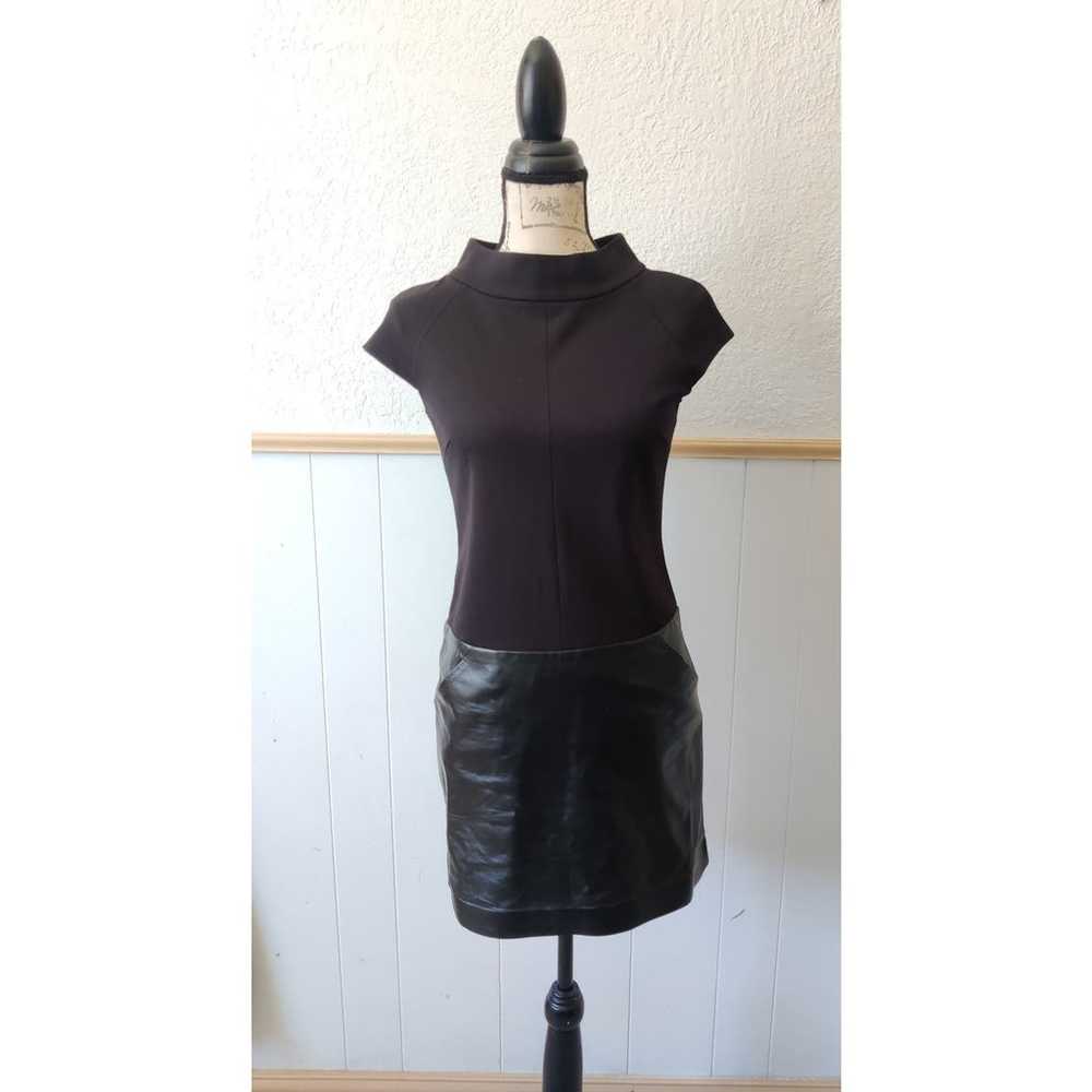 Cynthia Steffe Genuine Leather Black Mini Dress S… - image 1