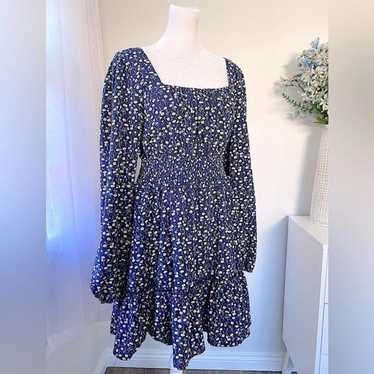 Missguided Navy Floral Milkmaid Dress