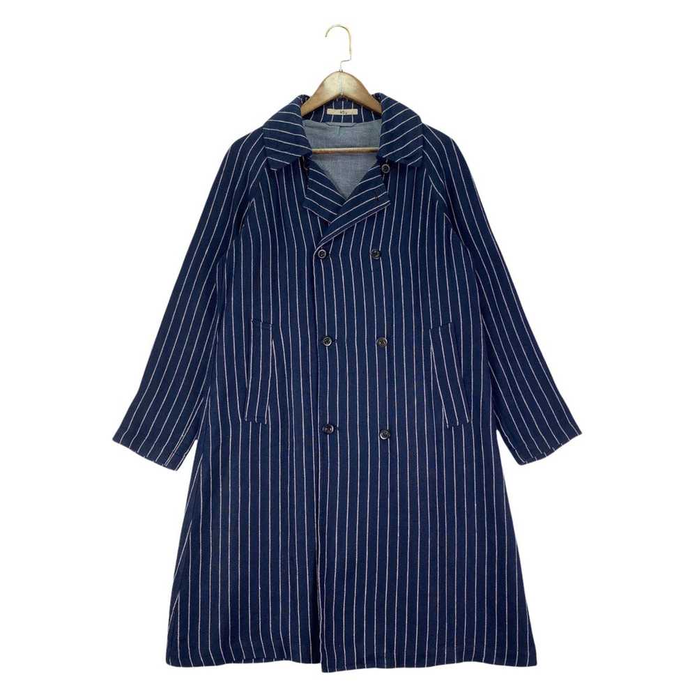 45Rpm Double Breasted Stripes Linen Long Coat Jac… - image 2