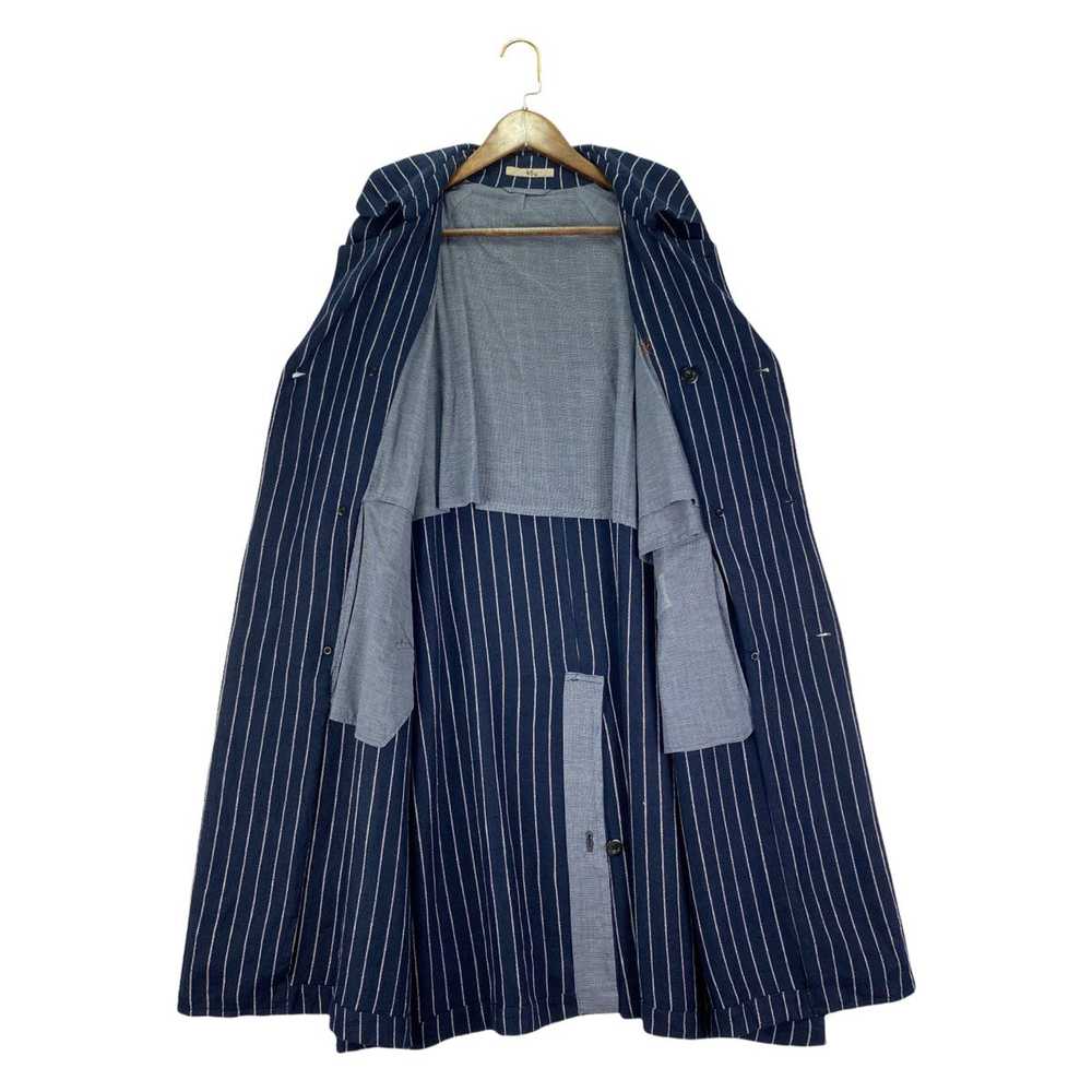 45Rpm Double Breasted Stripes Linen Long Coat Jac… - image 3