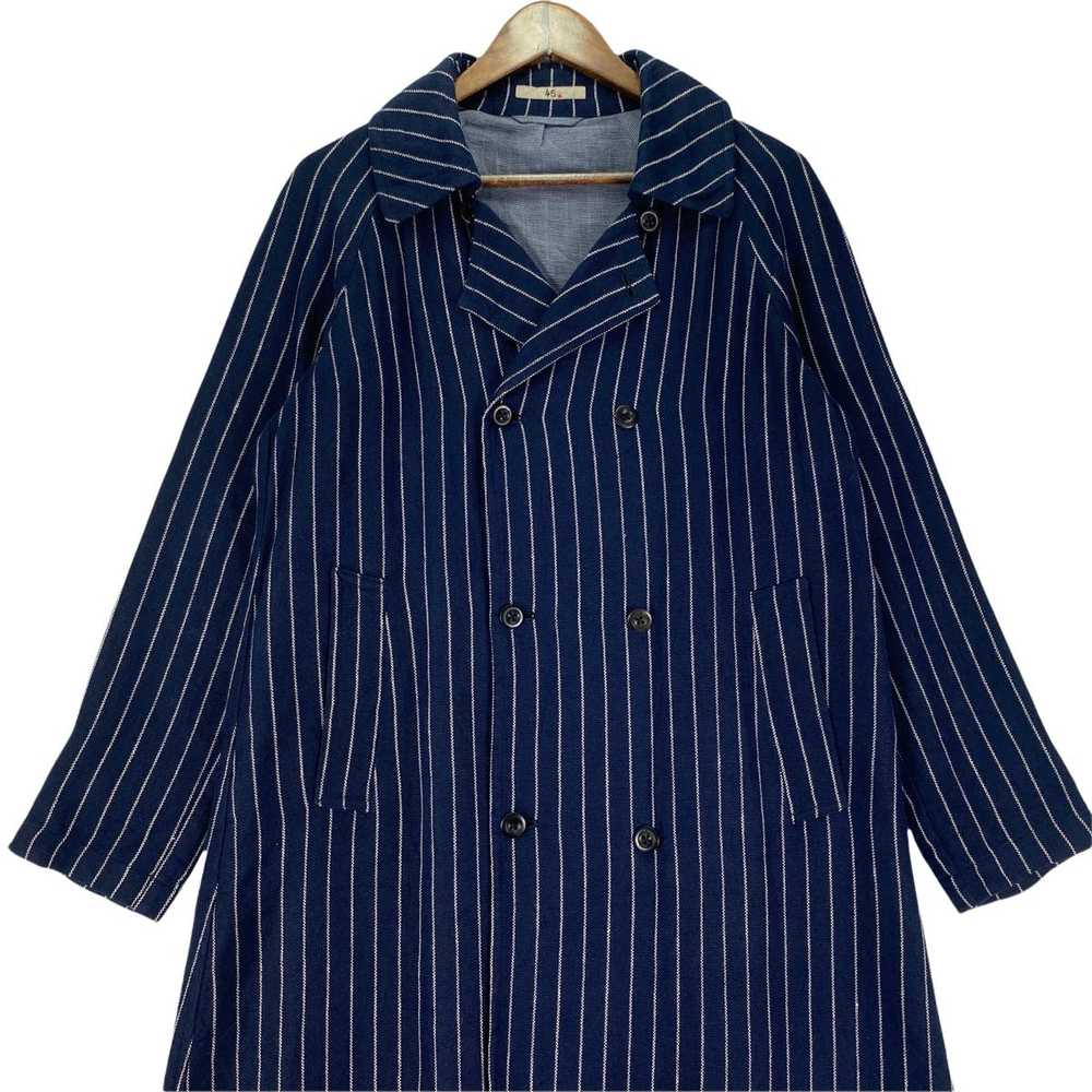 45Rpm Double Breasted Stripes Linen Long Coat Jac… - image 4