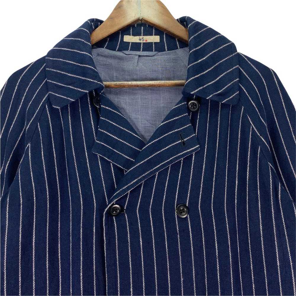 45Rpm Double Breasted Stripes Linen Long Coat Jac… - image 6