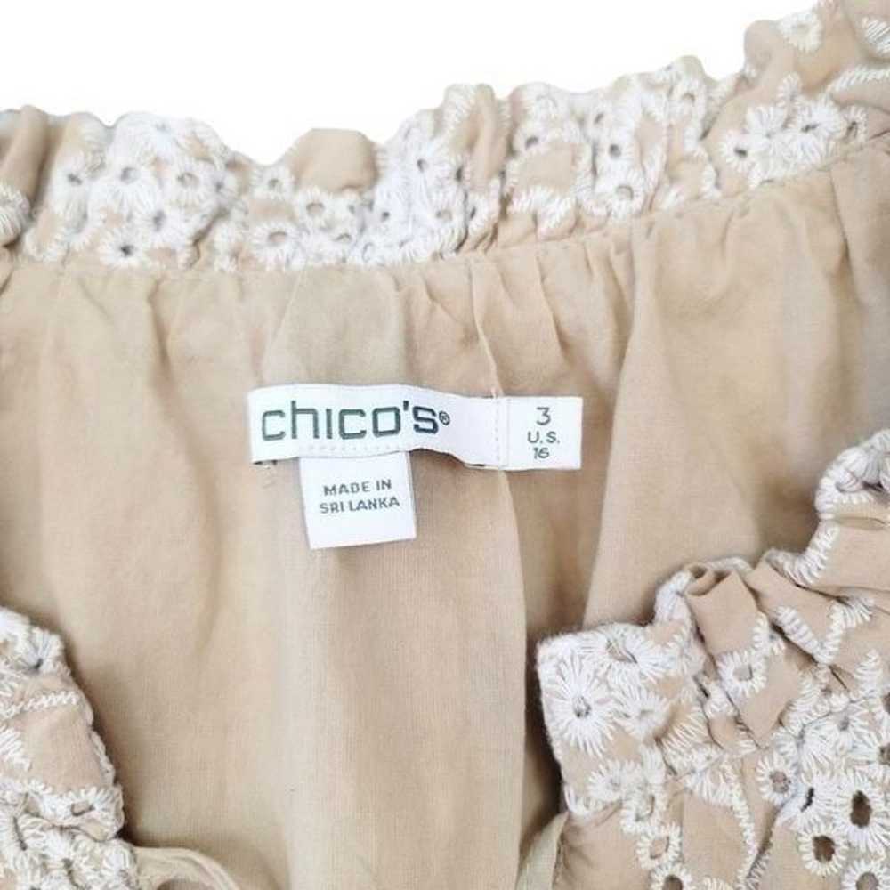 Chico's Ruffle Neck Tiered Embroidered Eyelet Dre… - image 7