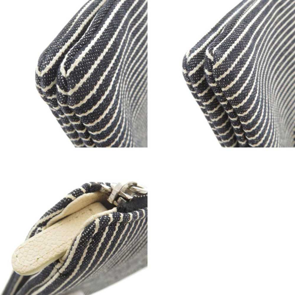 Chanel CHANEL Coco Mark Stripe Pouch Canvas/Leath… - image 10