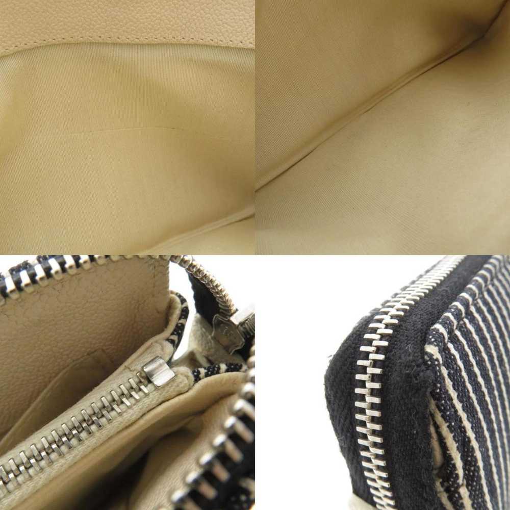 Chanel CHANEL Coco Mark Stripe Pouch Canvas/Leath… - image 9