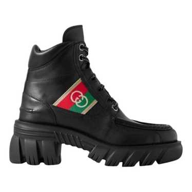 GUCCI Leather lace up boots