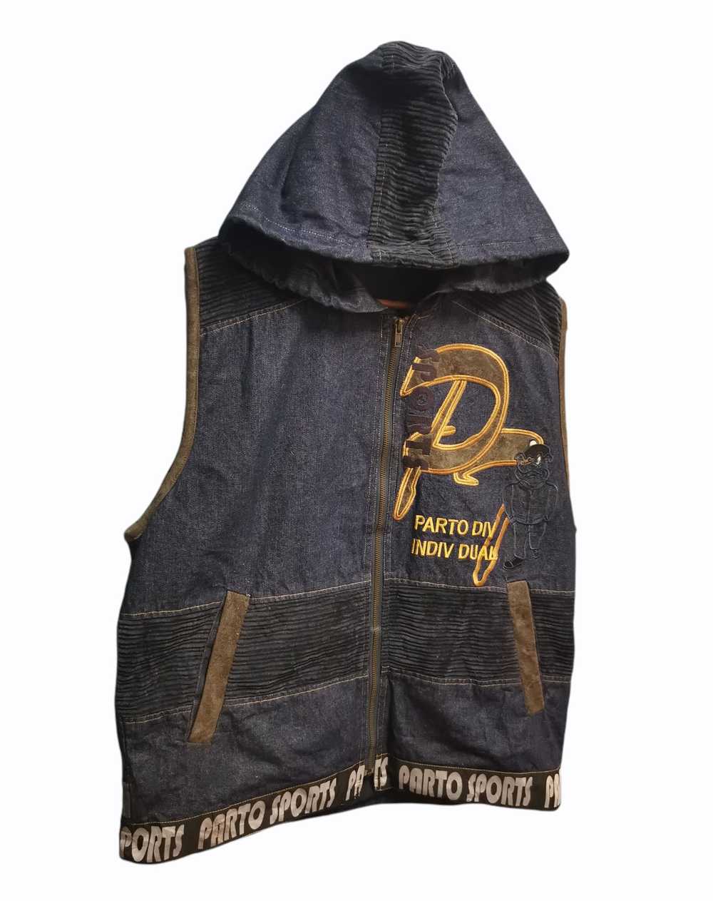 Porto Sports Denim Jacket Sleeveless With Hoodie - image 3