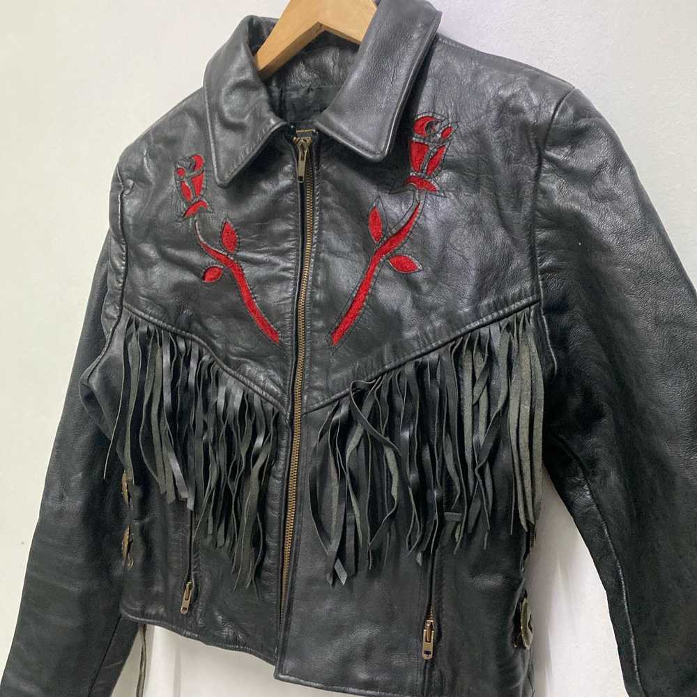 Protech Leather Jacket Biker Navajo Inspired - image 3