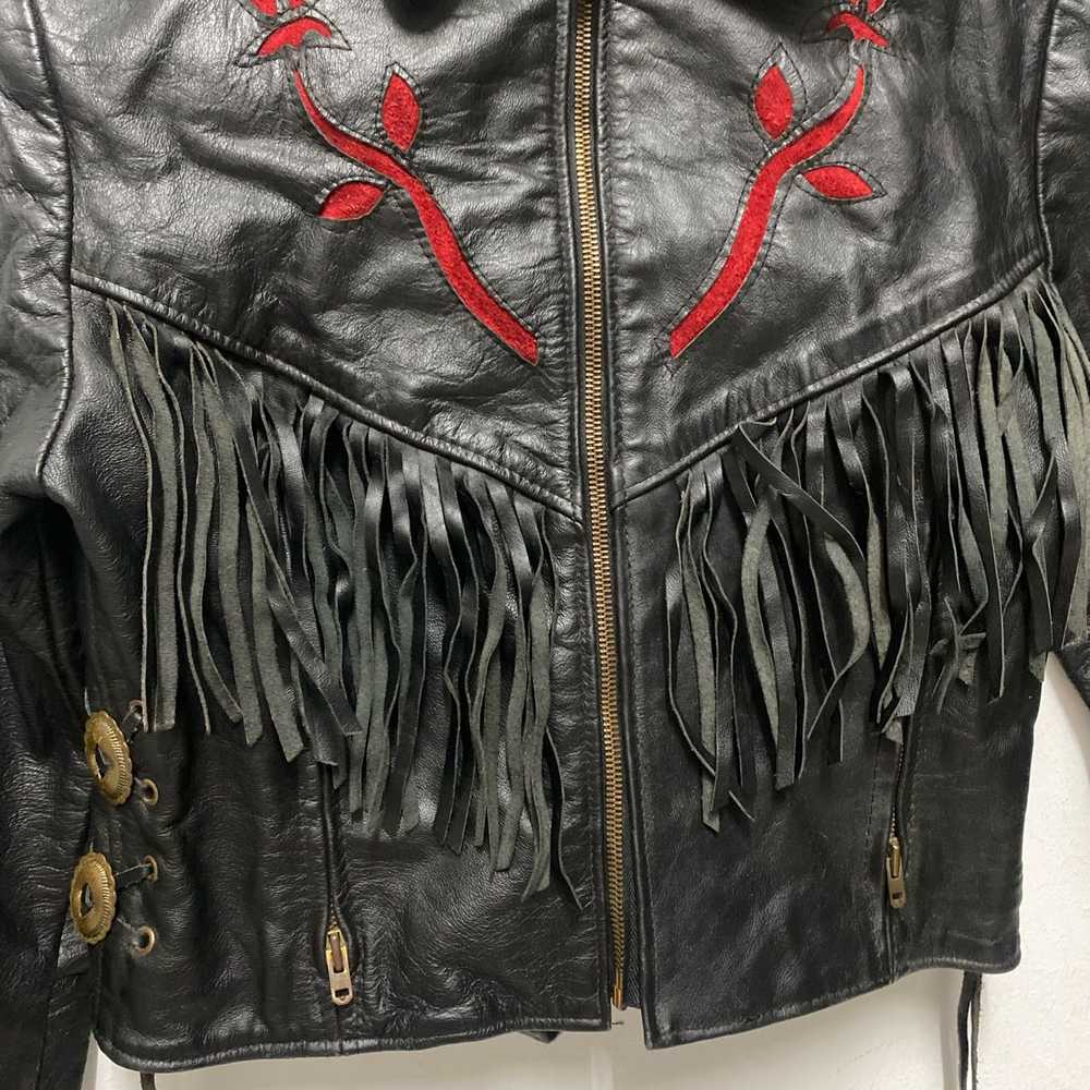 Protech Leather Jacket Biker Navajo Inspired - image 4