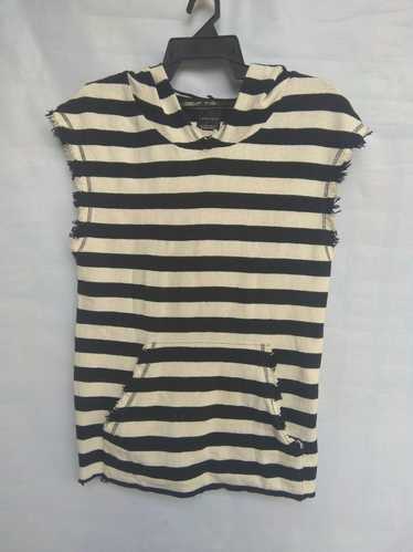 zara man stripes hoodie sleeveless destroyed style