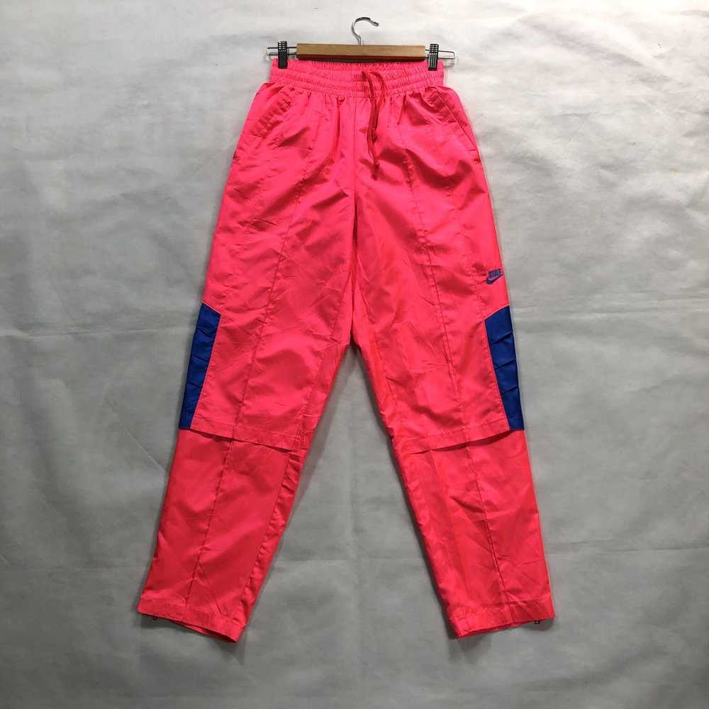Rare! Vintage Nike Men Neon Pink Swoosh Nylon Tra… - image 2