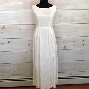 Vintage 1960s white light brocade gown prom weddi… - image 1