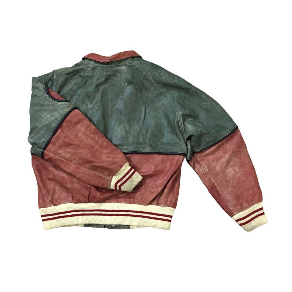 Vintage conbipel leather jacket colour block bomb… - image 10