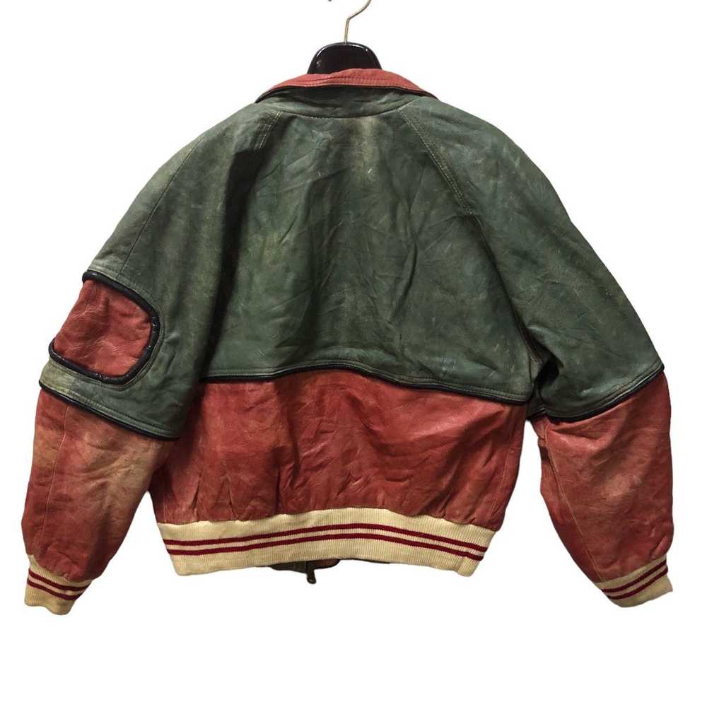 Vintage conbipel leather jacket colour block bomb… - image 4