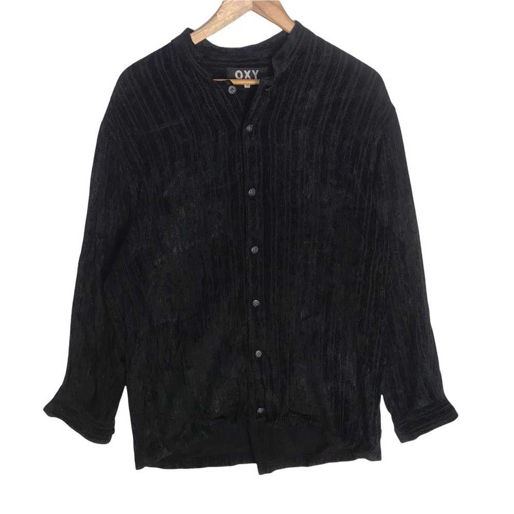 Vintage oxy japan black curdoroy button up shirt - image 1