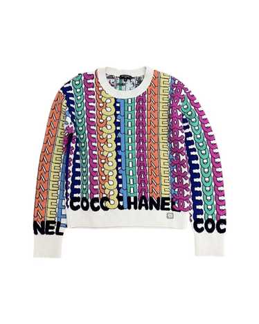 CHANEL Rainbow logo cashmere sweater