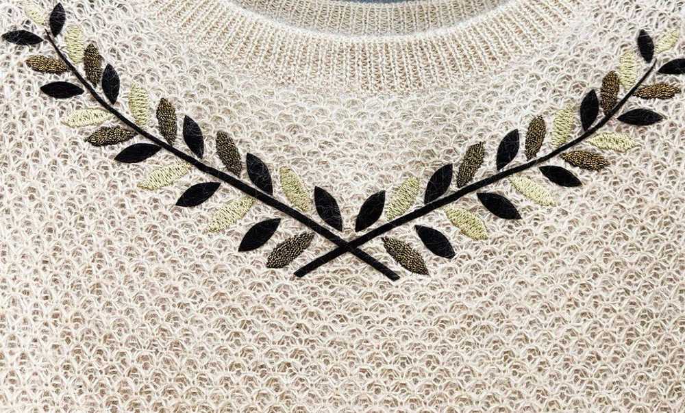 CHANEL Olive branch embroidery Mohair & Silk knit… - image 3