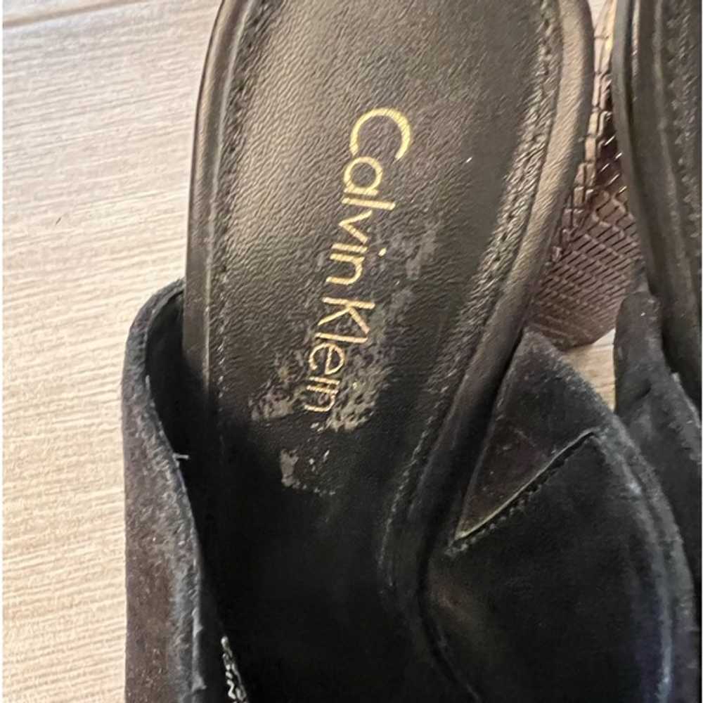 Calvin Klein Janica Suede Peep Toe Mule Sandals - image 3