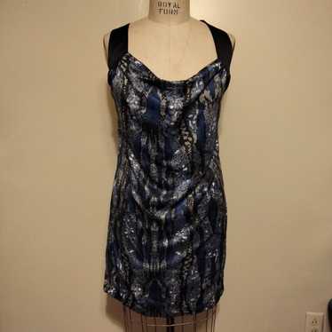 BCBGeneration Blue & Black Graphic Print Dress  L - image 1