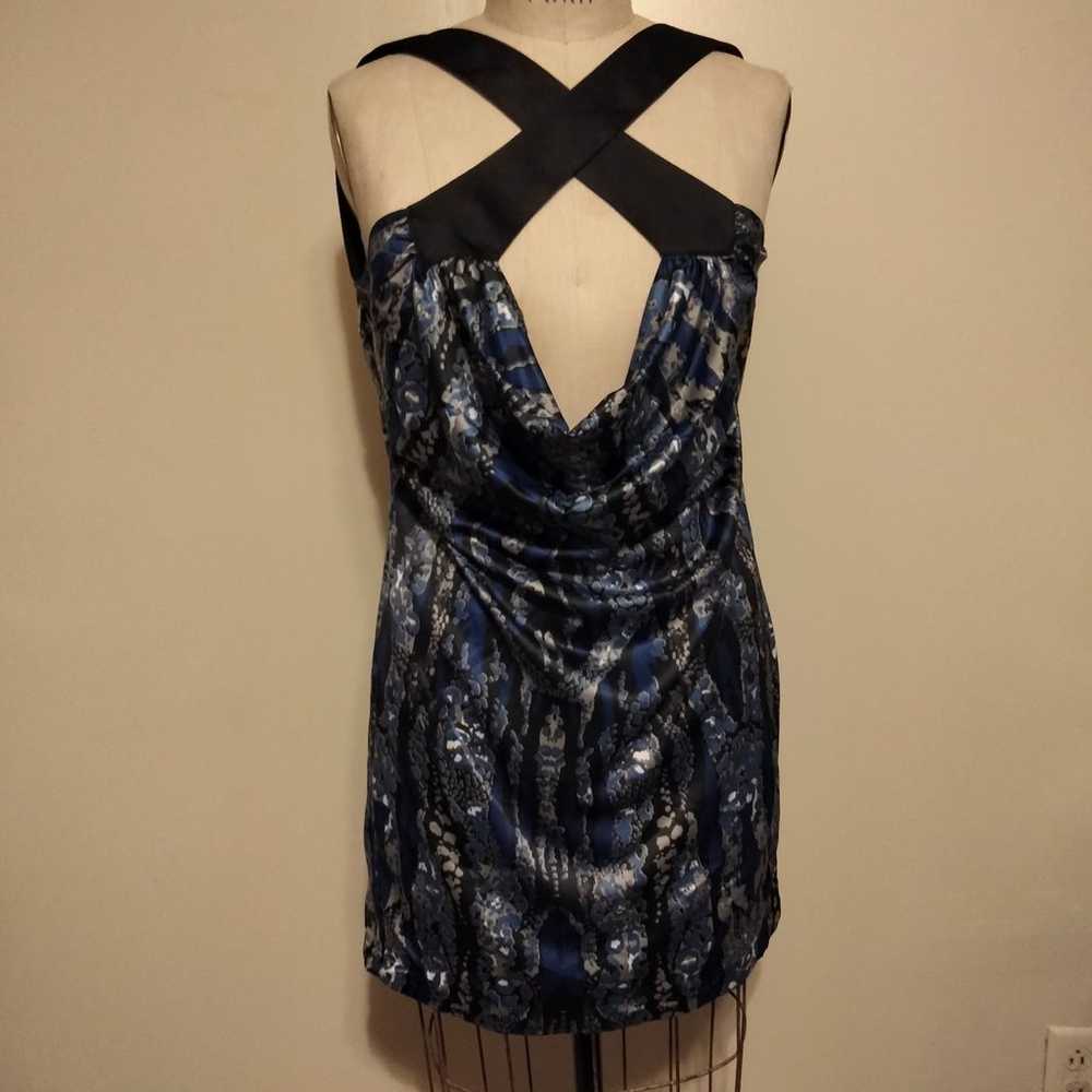 BCBGeneration Blue & Black Graphic Print Dress  L - image 3