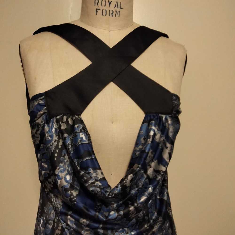 BCBGeneration Blue & Black Graphic Print Dress  L - image 4