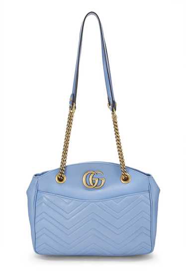 Blue Leather GG Marmont Tote