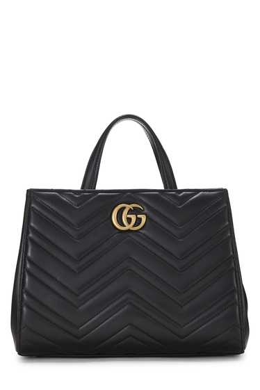 Black Leather GG Marmont Top Handle Bag Small