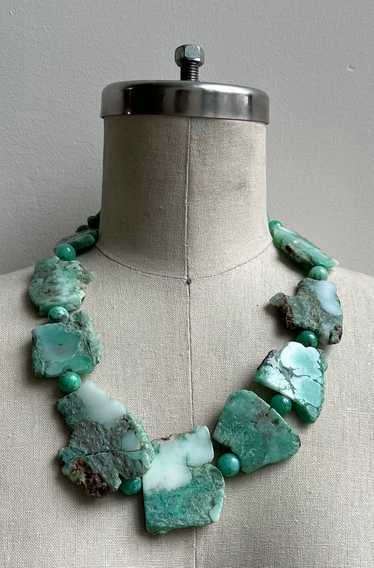 Flat Natural Chrysoprase Slabs Necklace