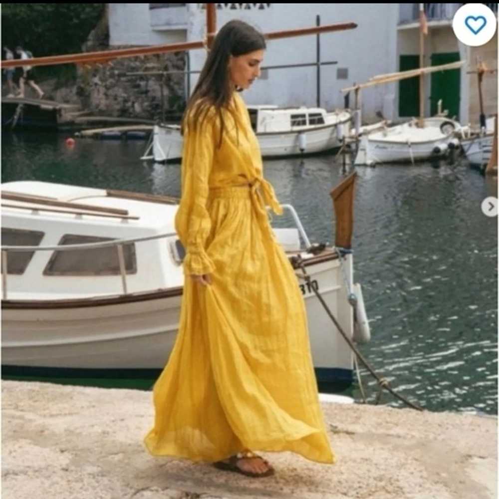 ZARA Mustard Linen Set Maxi Ramie Boho Skirt and … - image 11