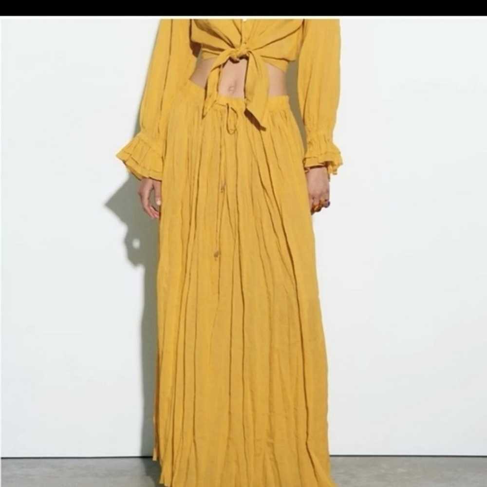 ZARA Mustard Linen Set Maxi Ramie Boho Skirt and … - image 12