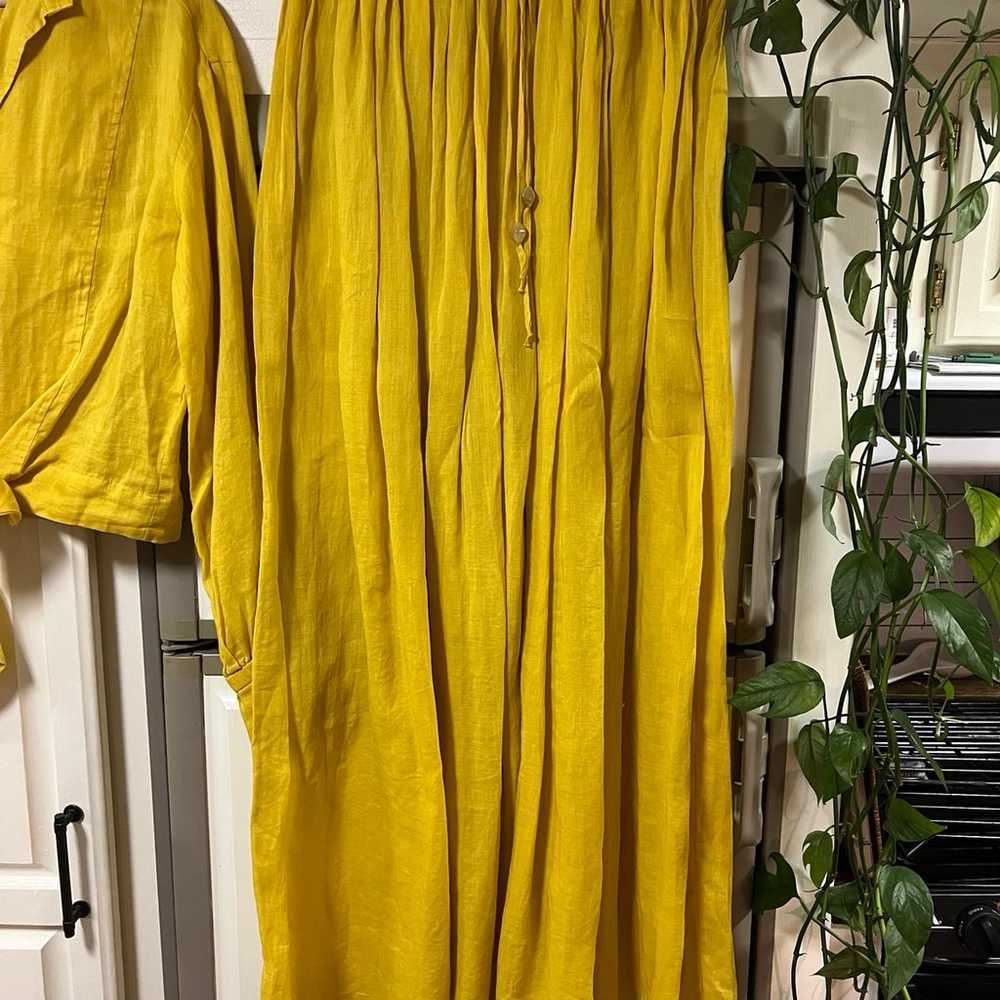 ZARA Mustard Linen Set Maxi Ramie Boho Skirt and … - image 8