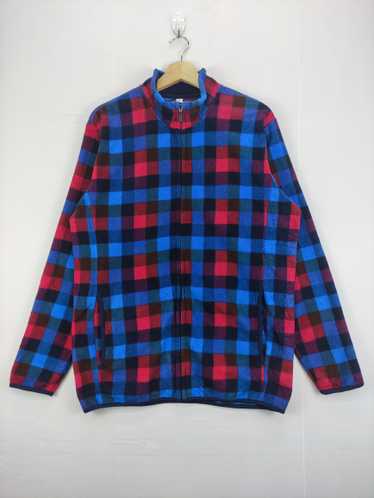 Vintage Uniqlo Fleece Jacket Zipper Checkered