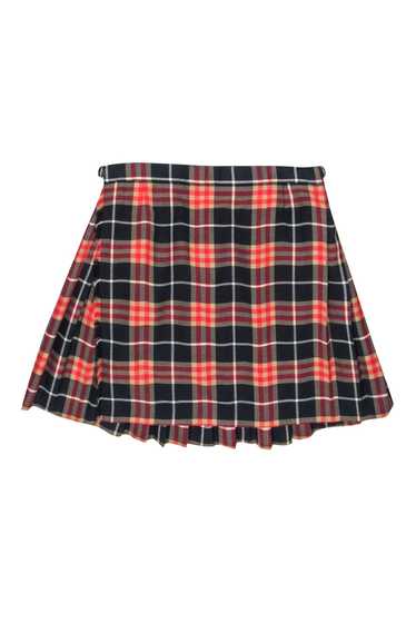 Burberry - Black, Red, & Tan Plaid Wrap Skirt Sz 1