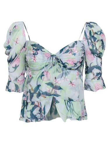 Diane von Furstenberg - Green & Magenta Floral Pr… - image 1