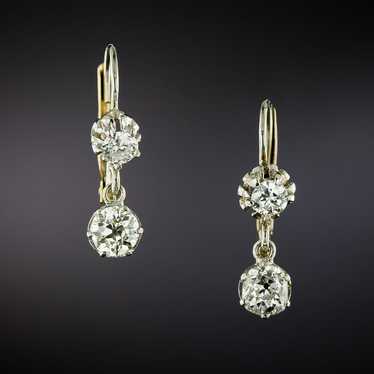 Edwardian Double-Diamond Dangle Earrings