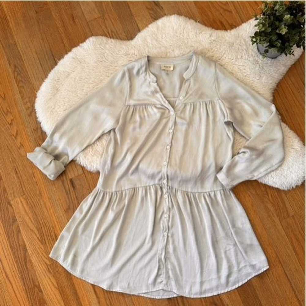 KOCH Soft Gray Button Up Mini Dress Size Small - image 2