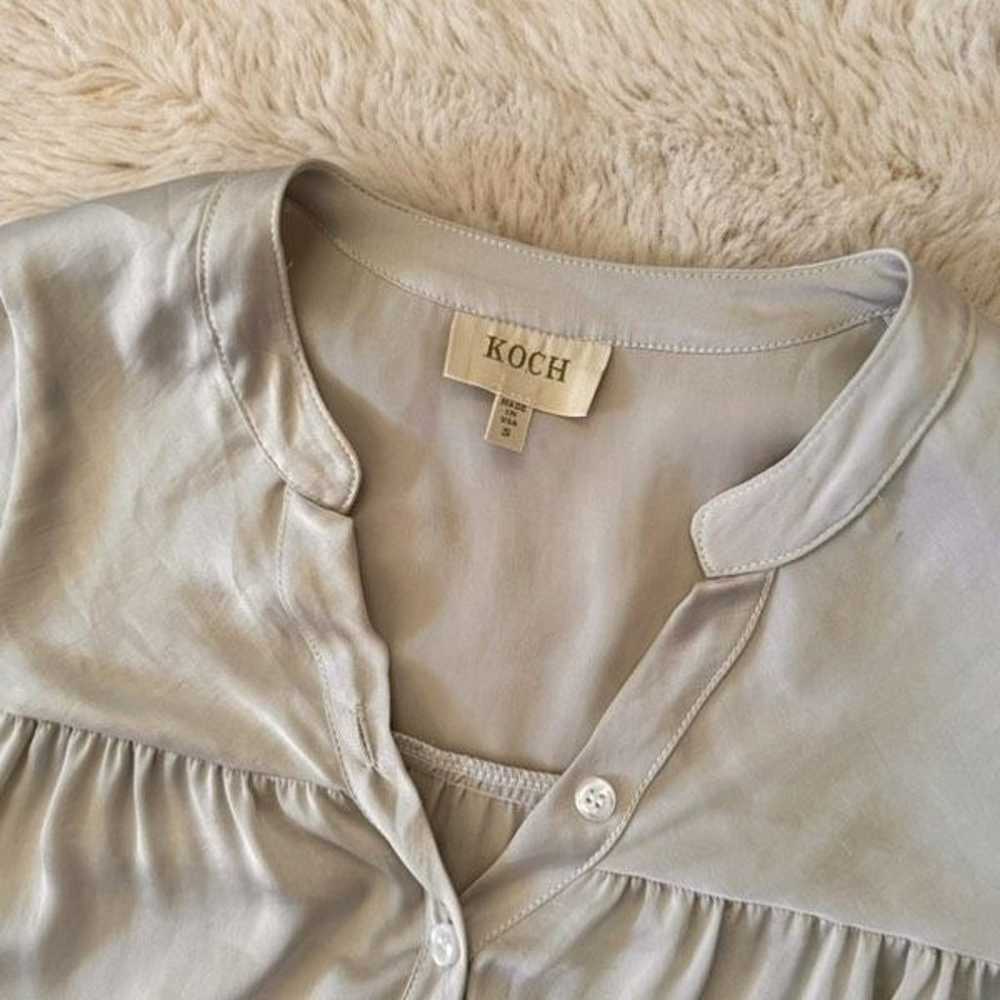 KOCH Soft Gray Button Up Mini Dress Size Small - image 3