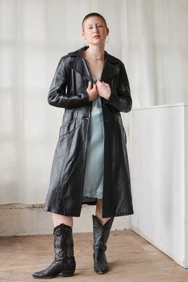 Gorgeous Black Leather Trench Coat