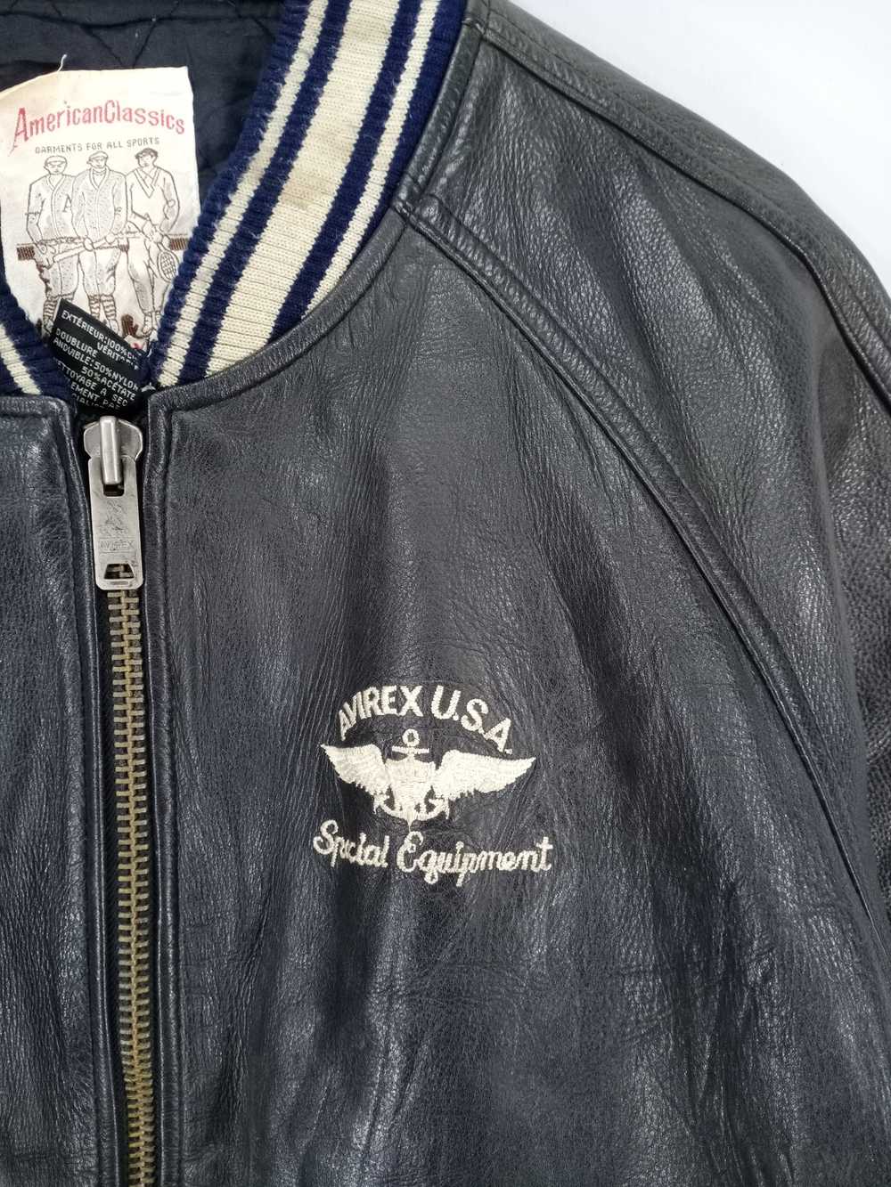 💥RARE💥Vintage Avirex Usa Spell Out Varsity Leat… - image 10
